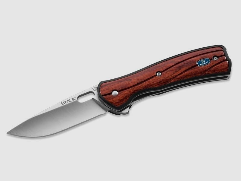 Coltello pieghevole Buck VANTAGE AVID, acciaio 420HC, flipper, Liner Lock, scaglie GFK, inserti in legno di rosa, clip in acciaio inossidabile