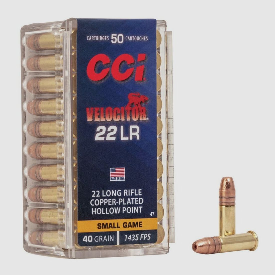22 long rifle CCI Velocitor 40 gr CPHP VE50