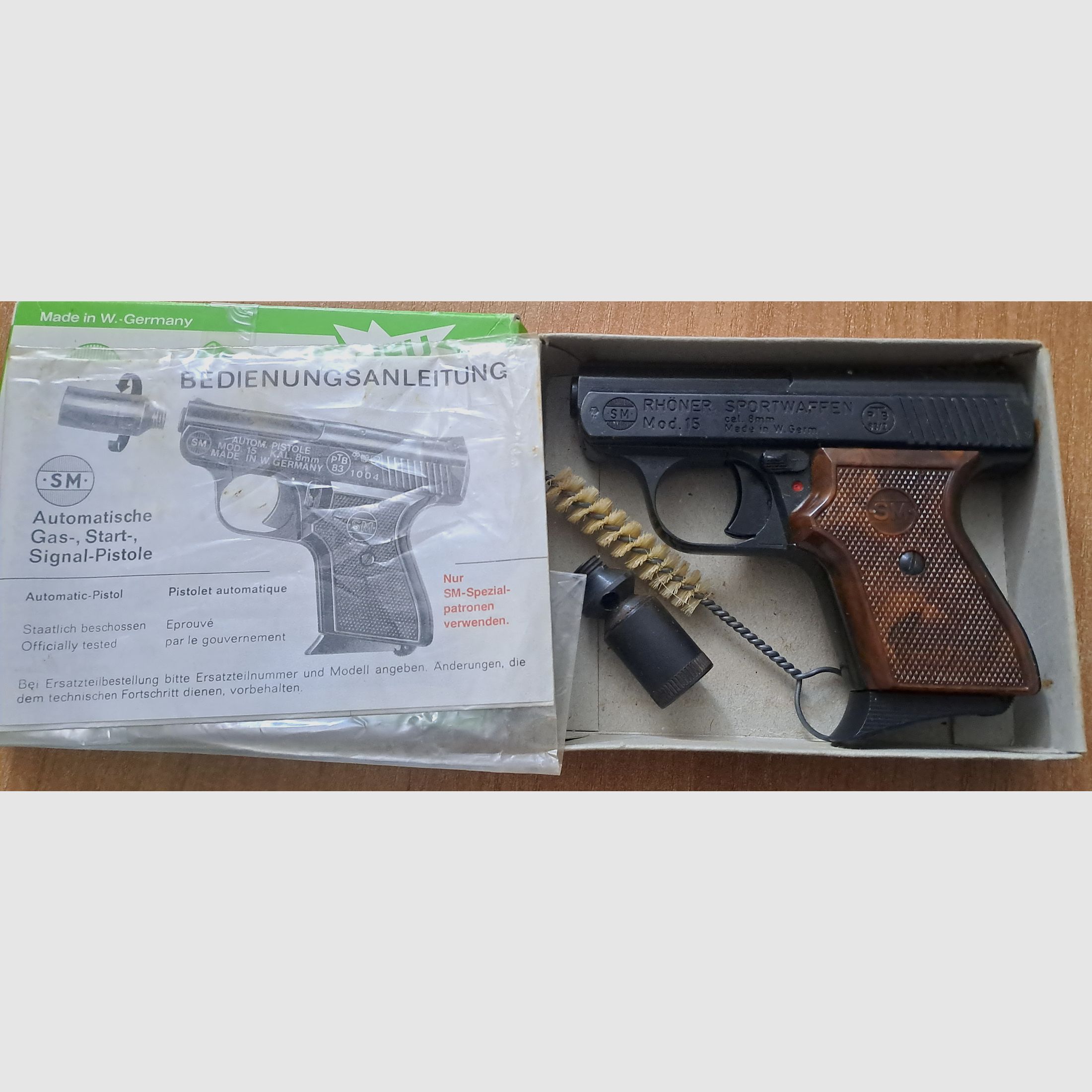 Old Rhöner SM 15 caliber 8 mm blank in PTB 83/2 with packaging!