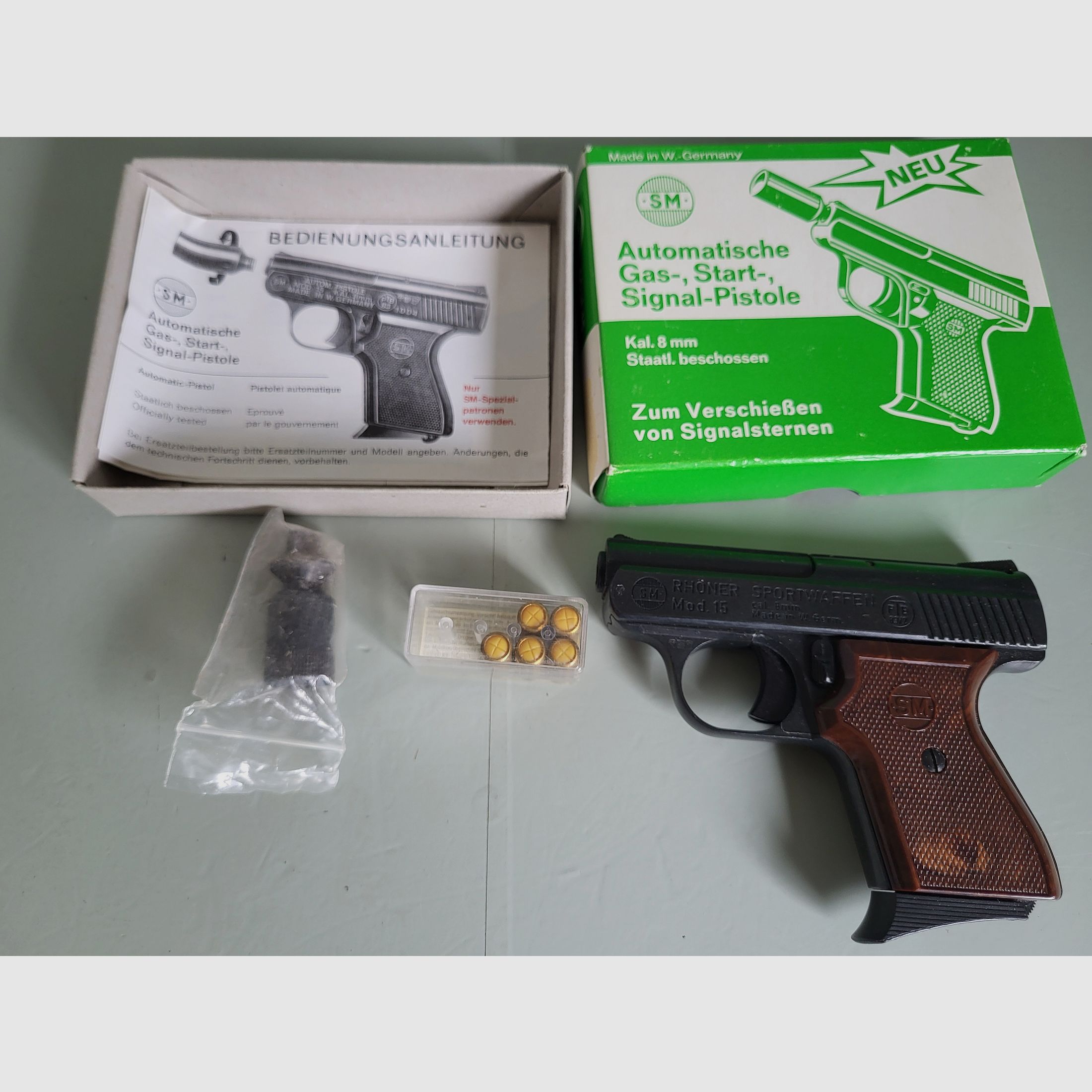 Pistola - Rhöner Mod. 15 arma deportiva - W. Alemania 1983 año - Completo