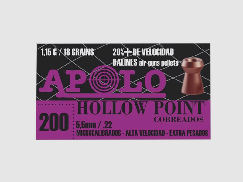 Hohlspitzkopf Diabolos Apolo Hollow Point Copper Kaliber 5,5 mm 1,15 g glatt Kupfer 200 StĂĽck