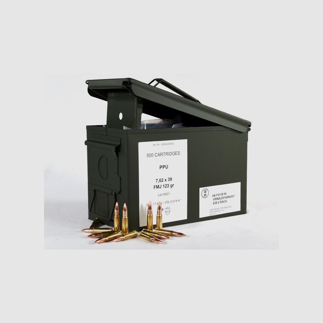 PPU-Munitionsbox mit 7,62x39 FMJ 123 grs 1 Munitionskiste (500 Schuss á 0,758 €*)