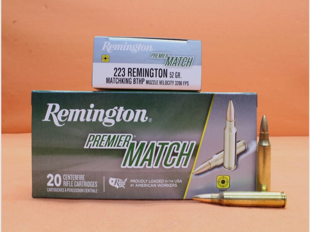 Remington Patrone .223Rem Remington 52grs BTHP (RM223R2) VE 20 Patronen (Matchking)/ 3,37g Hohlspitz-Torpedoheck-Match