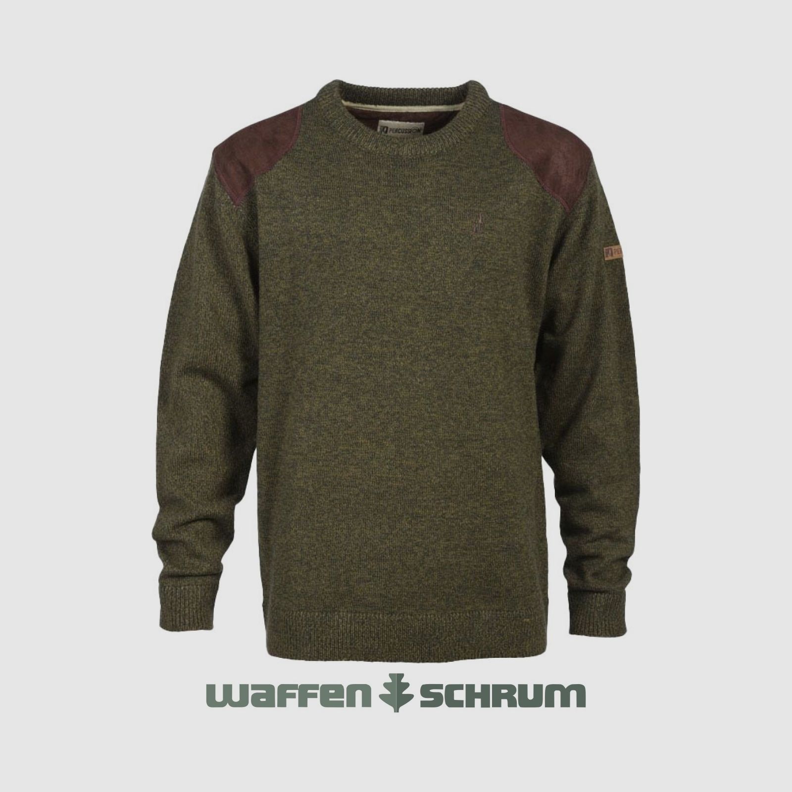 Sweter Percussion z haftem Khaki-Percussion