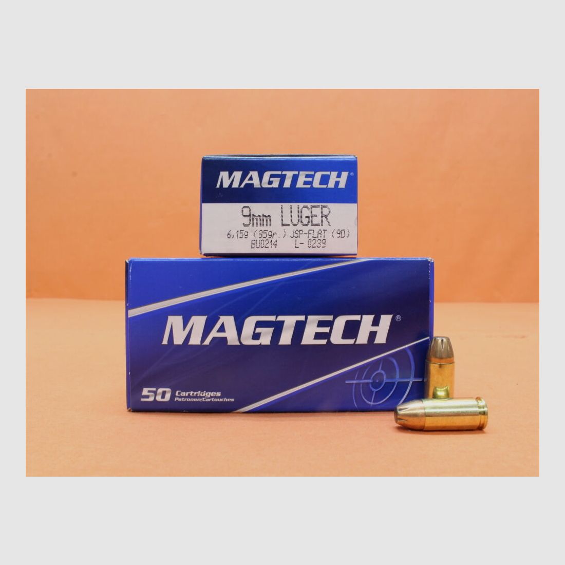 Magtech Patrone 9mmLuger Magtech 95grs JSP-FLAT (9D) VE 50 Patronen/ 6,15g Teilmantel (mit Sollbruchstellen)