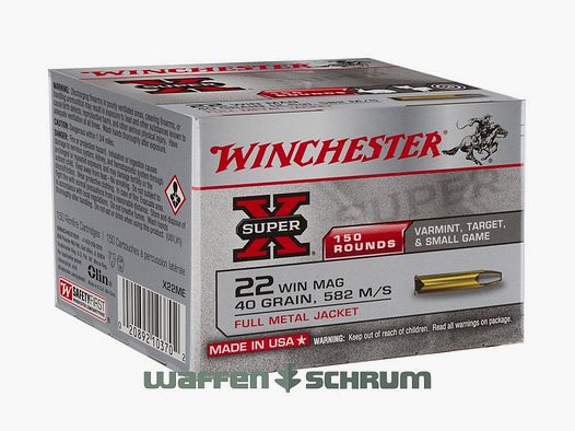 Winchester .22WinMag SuperX Vollmantel 2,6g - 40gr.  150er Pck.