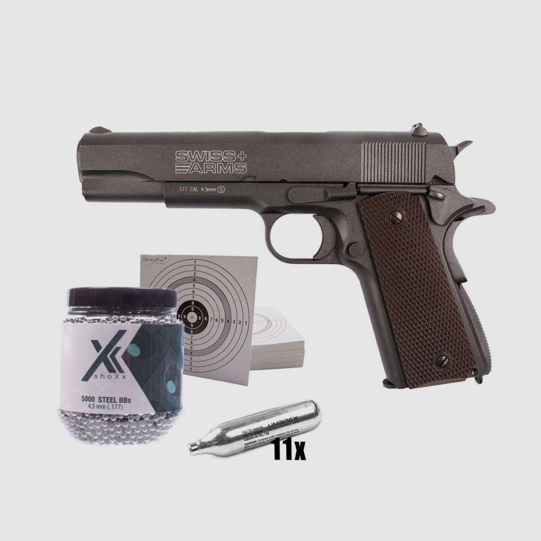 Swiss Arms	 P1911 - CO2 Pistole im Kaliber 4,5mm - Set