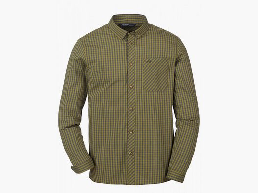 Serge - Camisa Stretch - Oliva / Gris a Cuadros