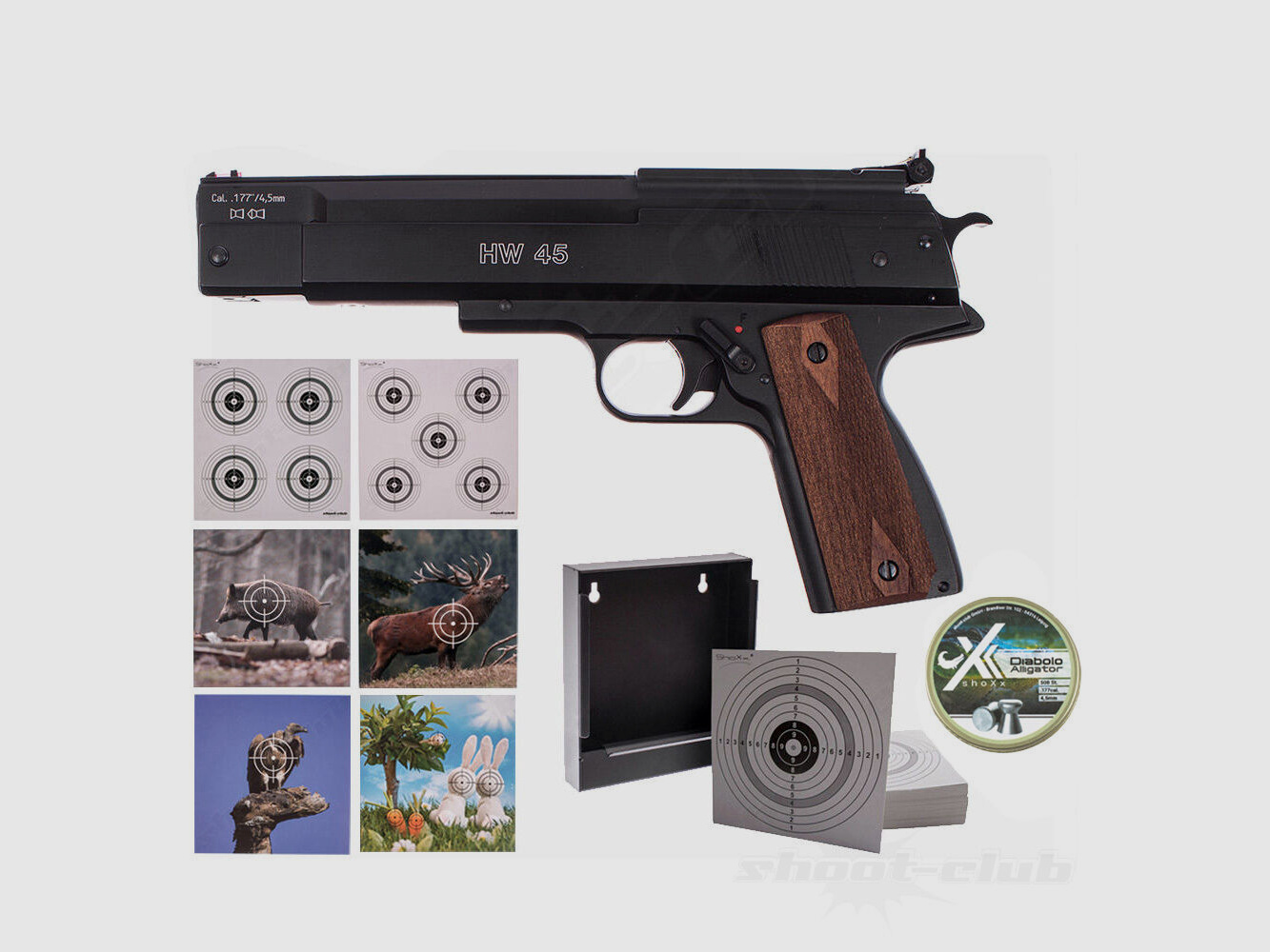 Weihrauch HW 45 pistola de aire comprimido en set II 4,5 mm - ennegrecida