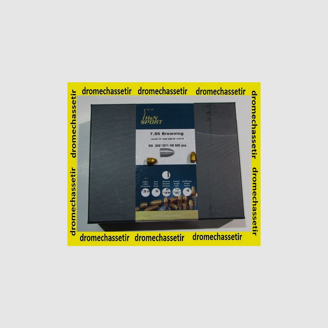 Box mit 500 Geschossen H&N Kal. 0,309, 71gr, Rundkopf