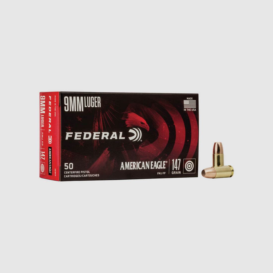 Federal American Eagle 9mm Luger 147GR FMJ 50 cartucce