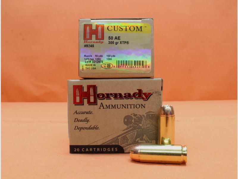 Patrone .50AE Hornady 300grs HP (9245) VE 20 Patronen (XTP)/ 19,44g Hohlspitz