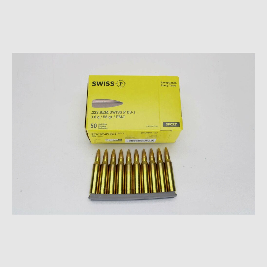 Swiss P DS-1 Cal. .223 Rem. 55 Grain FMJ 3,6 grammi in confezione da 50