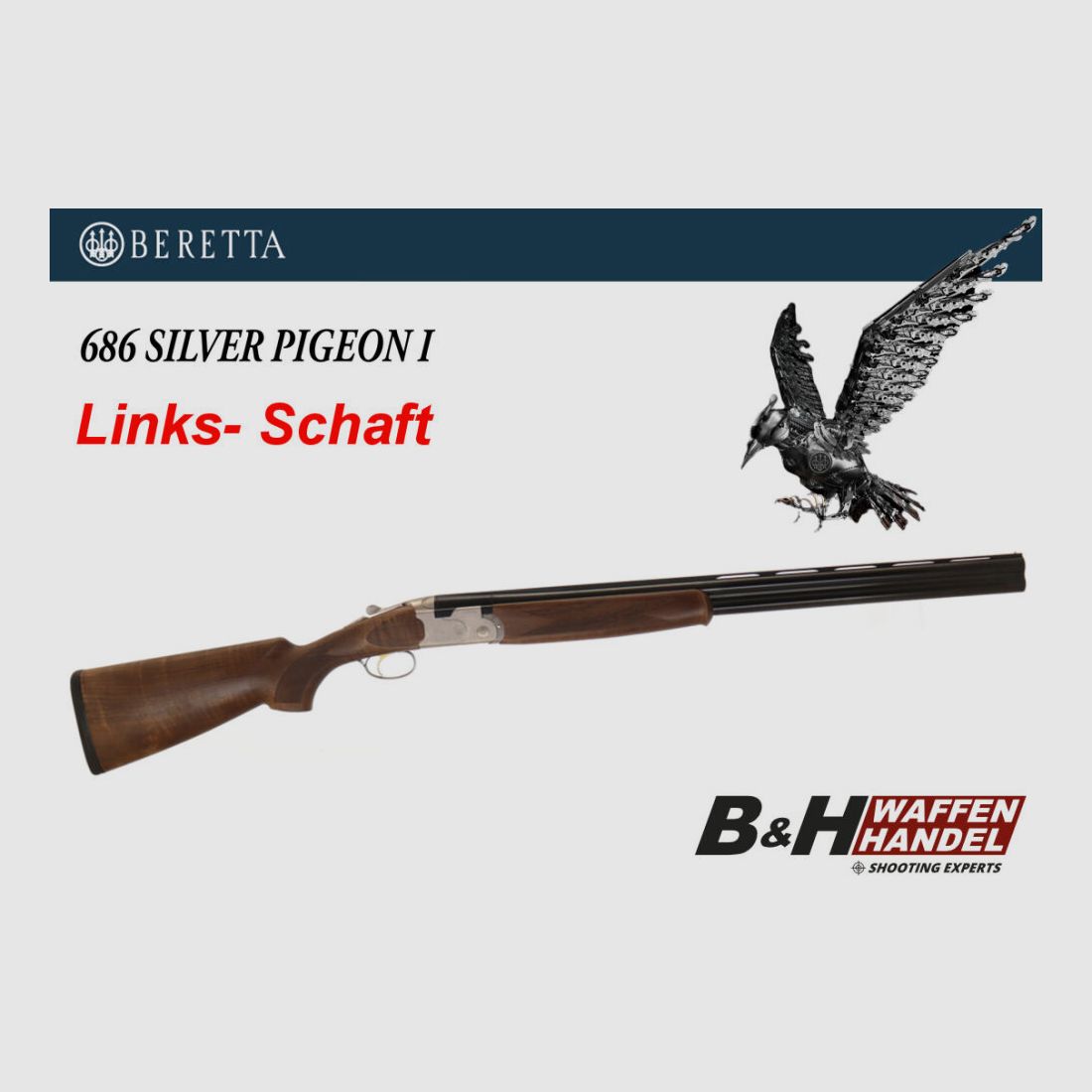 Beretta BDF mit Links Schaft: 686 Silver Pigeon 1 Jagd LL 71cm Bockflinte Bockdoppelflinte Stahlschrotbeschuss