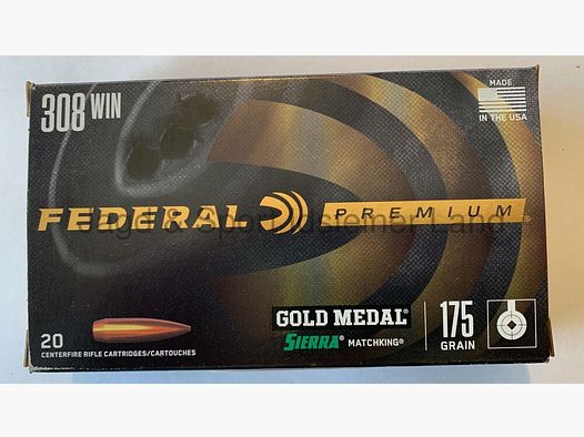 Federal -Gold Medal Match- Sierra Matchking, 175grs, BTHP