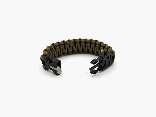 Bransoletka Paracord z Gwizdkiem i Iskrownikiem – Coyote