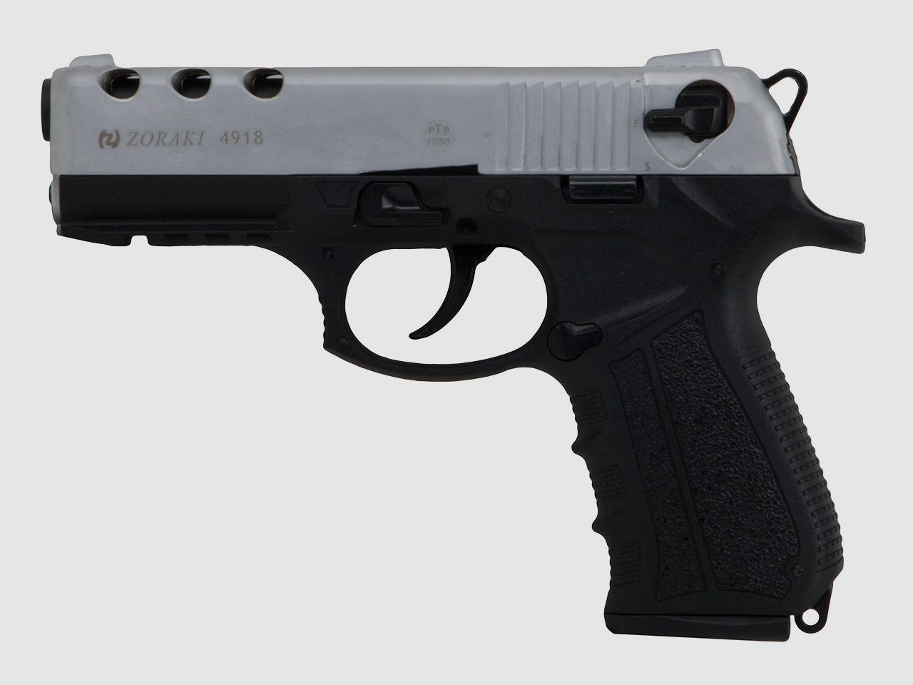 Schreckschuss Pistole Zoraki 4918 matt chrom PTB 1050 Kaliber 9 mm P.A.K. (P18)