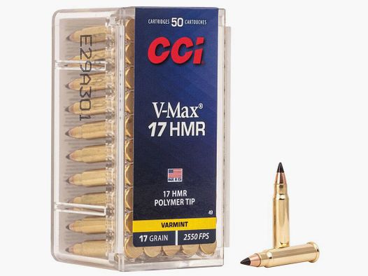 Munición metálica CCI V-MAX – 17 HMR – 17 grains