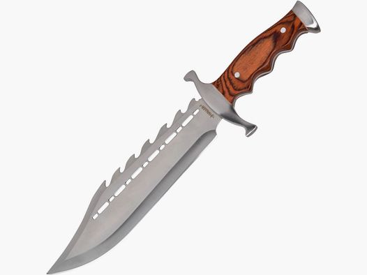 Couteau de survie Bowie avec poignée en bois rivetée