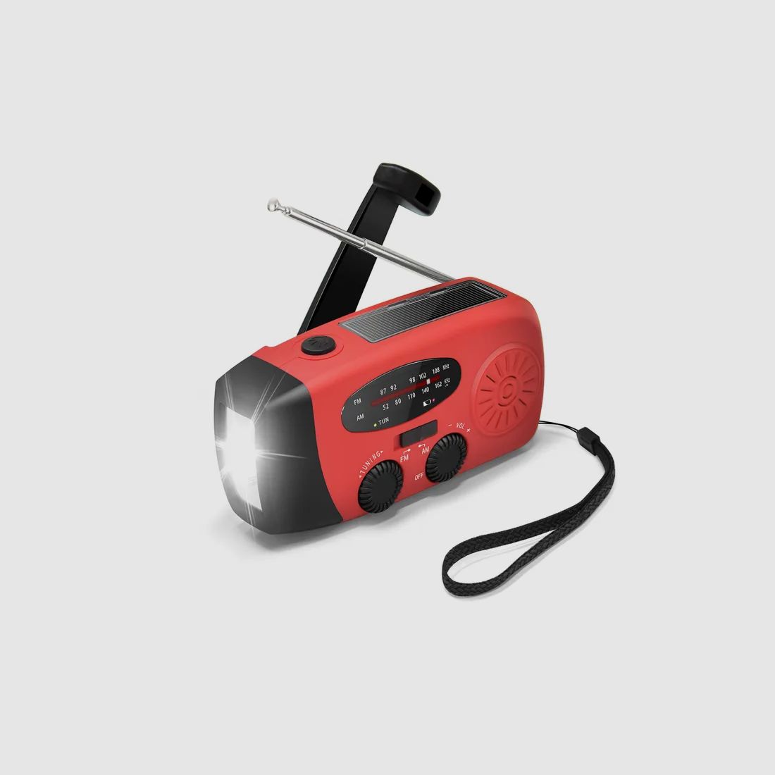 Radio à manivelle FM/AM avec batterie externe et chargement solaire