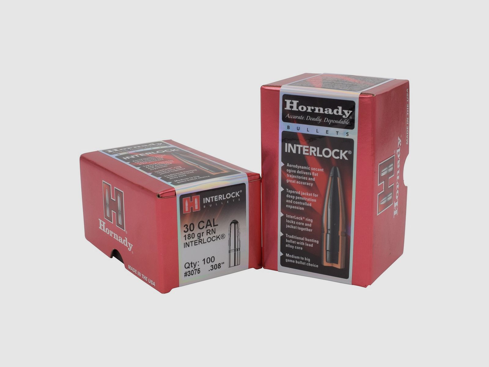 Hornady BULLETS .30/.308 180GR INTERLOCK RN – 100 Stk.