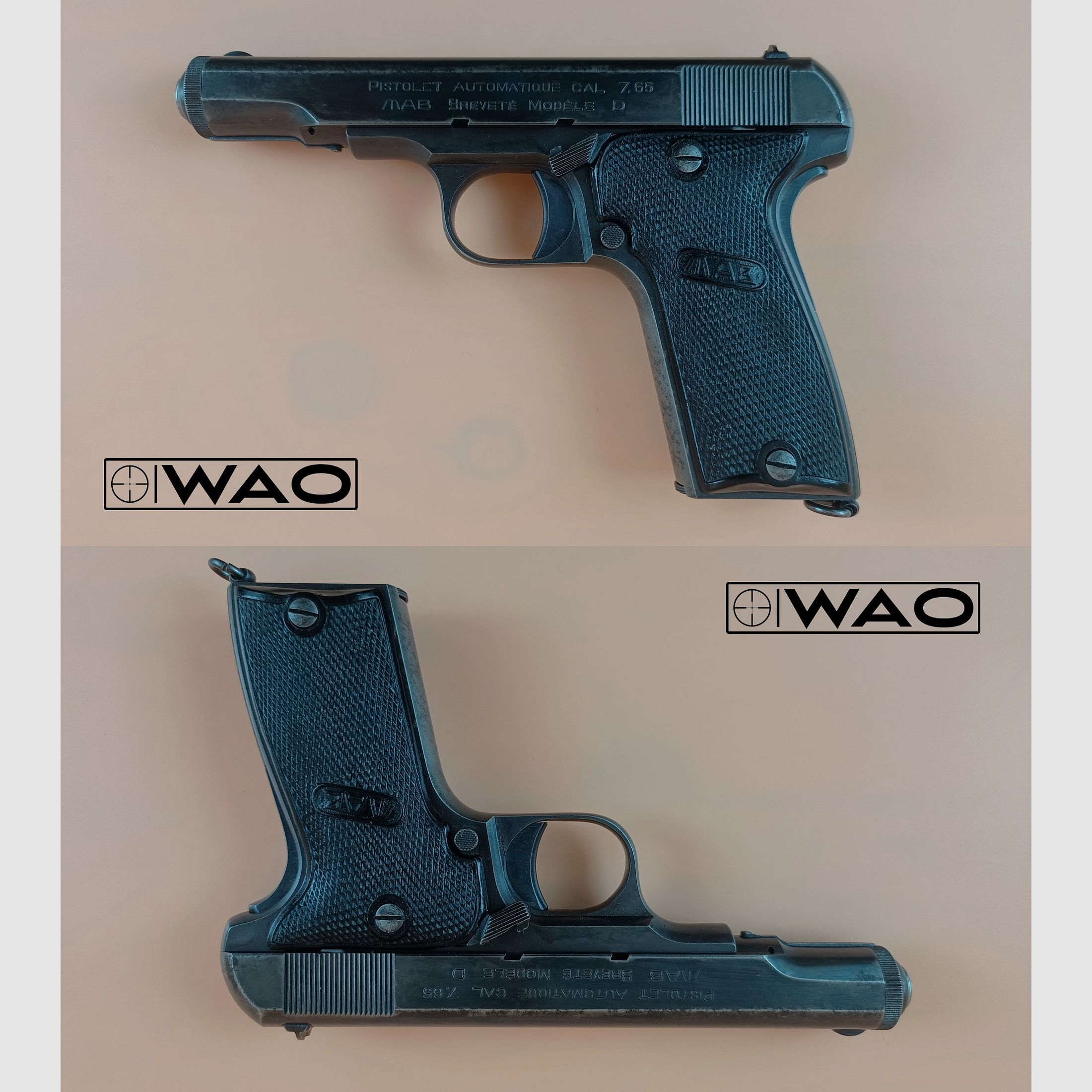 Zestaw MAB Mod. D, kal. 7,65mm Browning z kaburą i 2. magazynkiem