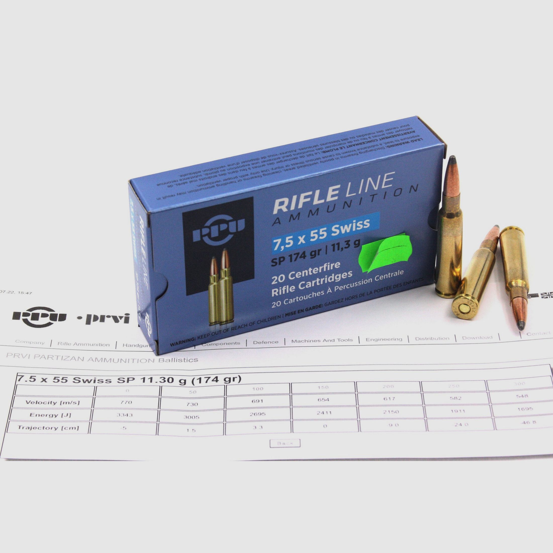 Prvi Partizan, 7.5 x 55mm, SP, 174 gr., 20 Stk.
