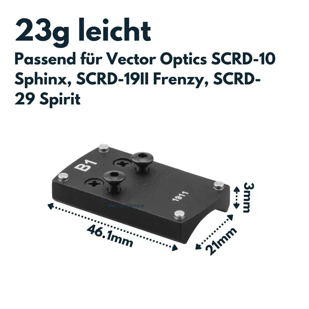 Vector Optics SCRDM-02 M1911 Montage für Reflexvisiere mit TEK (Docter Sight) Footprint