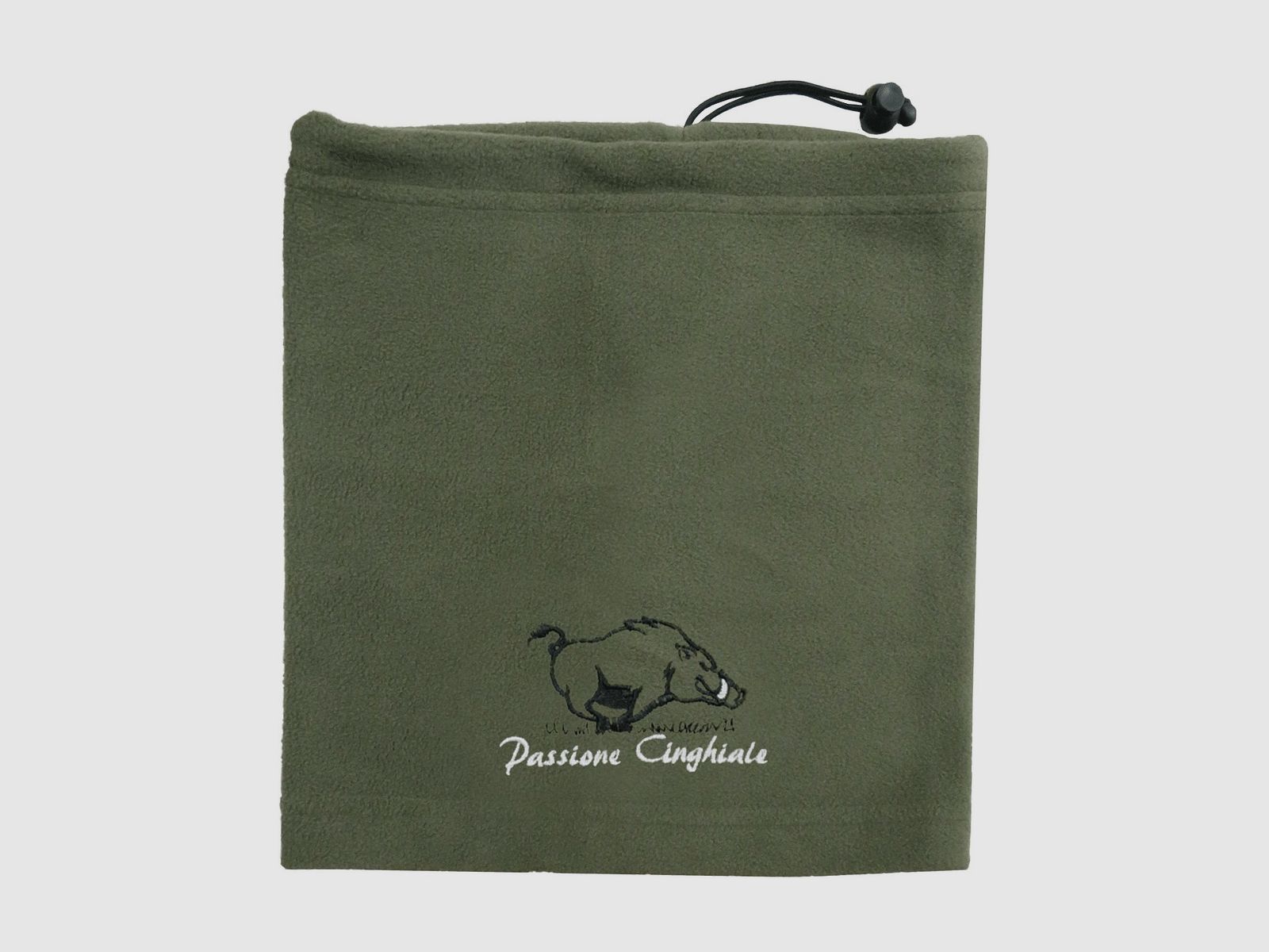 Fleece-Schal mit Passione Cinghiale Druck, schwarzer Rand