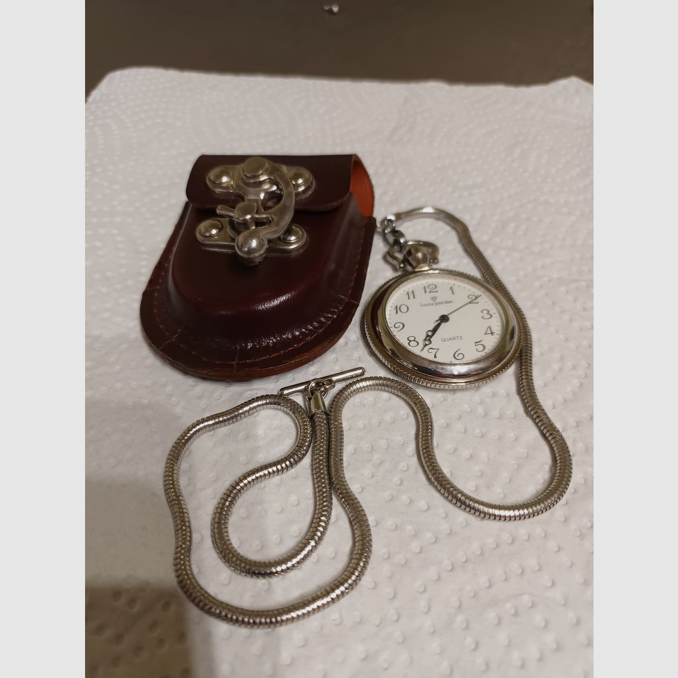 Zakhorloge van Louis Jordan met leren etui