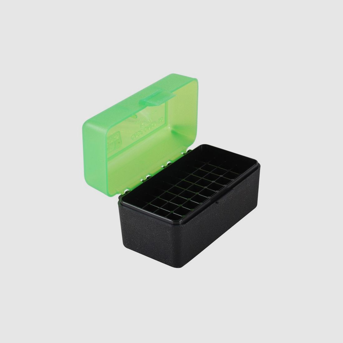 MTM scatola per cartucce RS-50-16T verde/nera con coperchio a ribalta per 50 cartucce .17 e inferiori.
