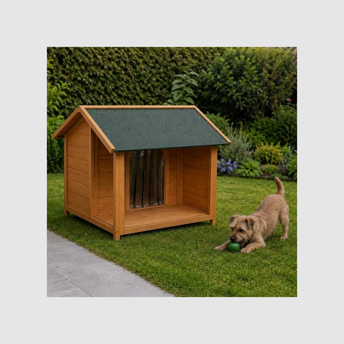Holz-Nische für Hund mit Terrasse - Größe M, Bild 1 von 15