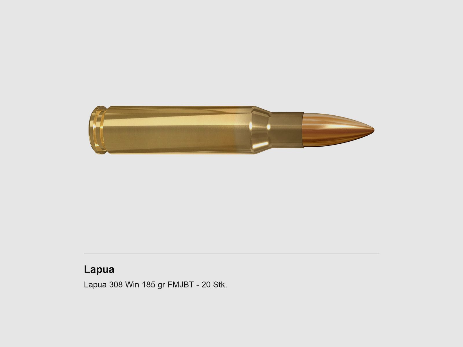 Lapua 308 Win 185 gr FMJBT – 20 pz.