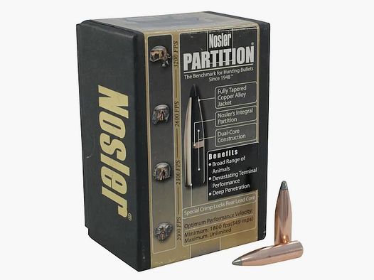 Bala Nosler Partition 7mm/.284 150GR Spitzer 50 piezas