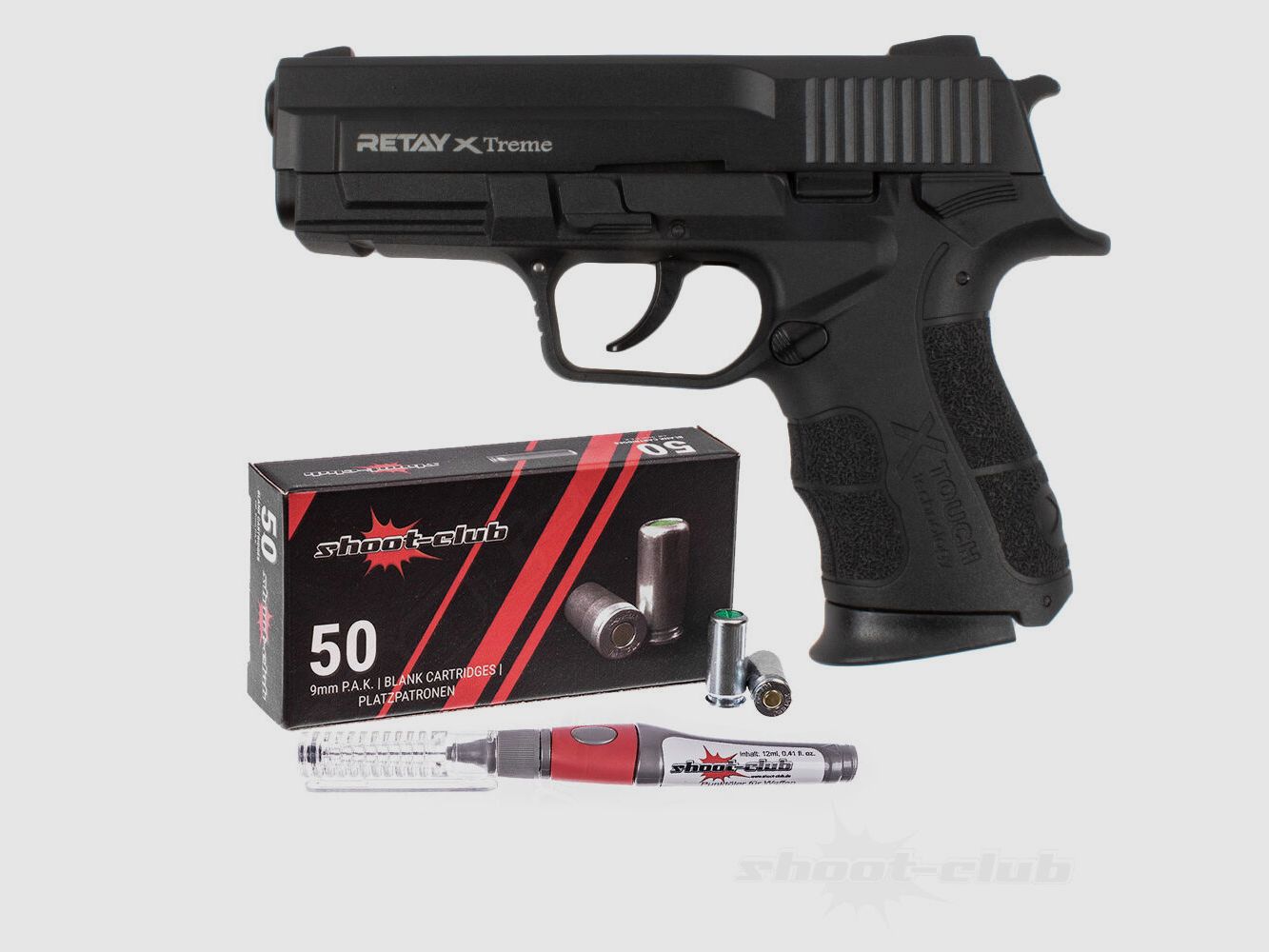 Retay X-Treme 9mm P.A.K. black blank cartridges 9mm+Oil-Pen