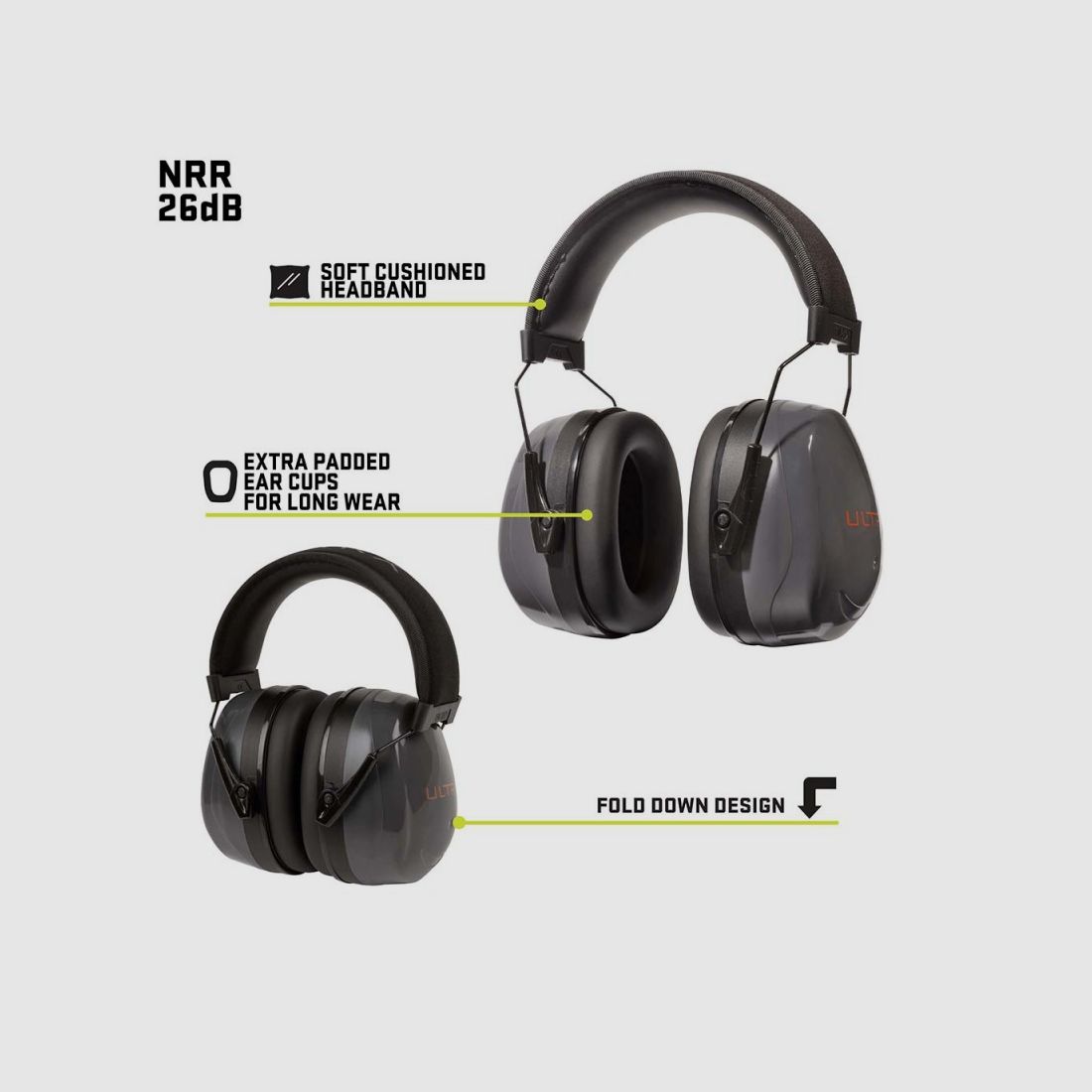 ULTRX Heavy Sound Defender passive earmuffs, gray, image 4 of 4