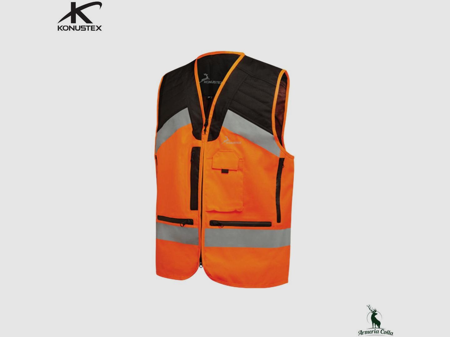 Konustex Gilet Wysoka Widoczność mod. Gametop Reflex kol. Pomarańczowy/Czarny