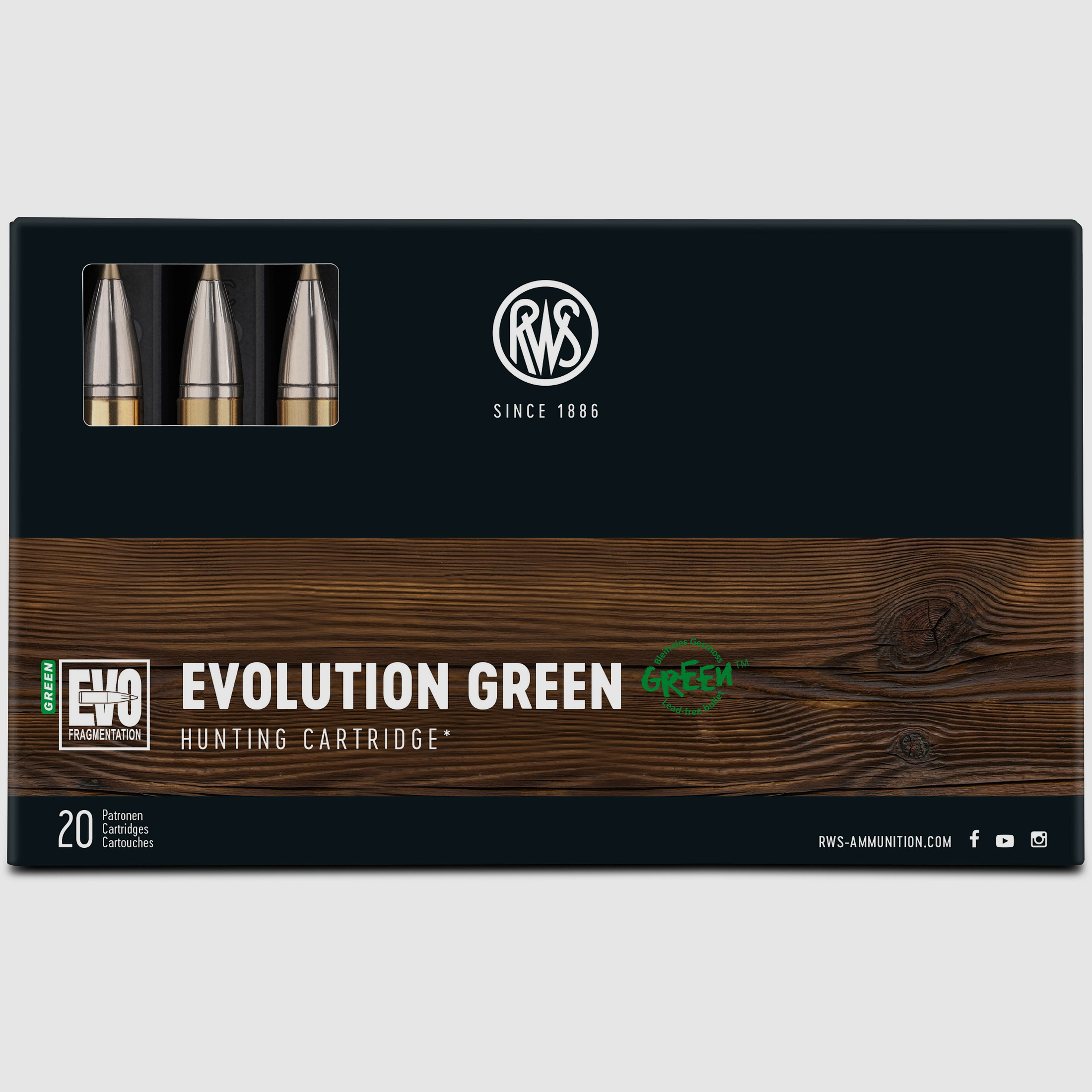 RWS 9,3x62 EVO Green 11,9g Bleifreie Büchsenpatronen