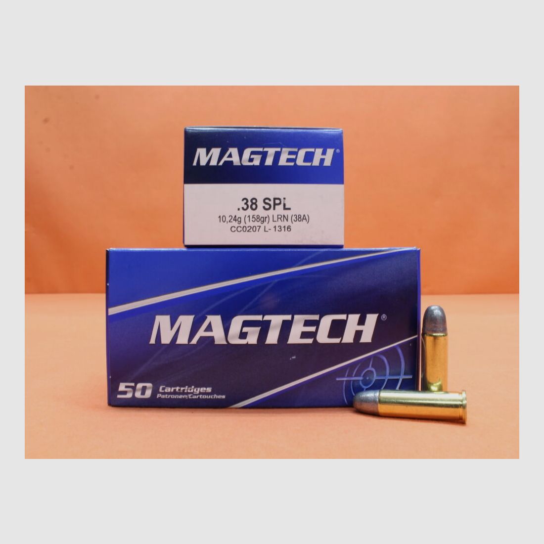 Magtech Patrone .38Special Magtech 158grs LRN (38A) VE 50 Patronen/ 10,24g Blei-Rundkopf