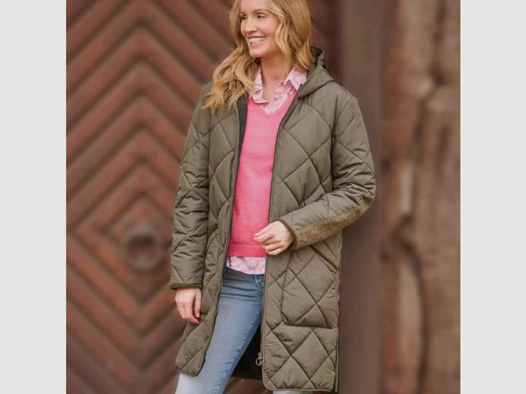 Wellington D-Stepp Manteau Perth Polaire et Applications en Tweed Long | olive, image 2 sur 4