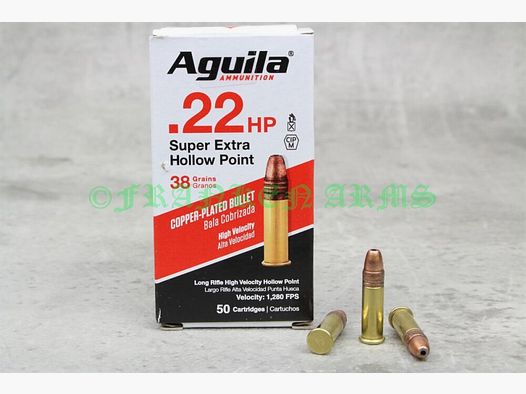 Aquila Super Extra .22 lr. HV HP 38gr. 2,5g 50 piezas precio por cantidad