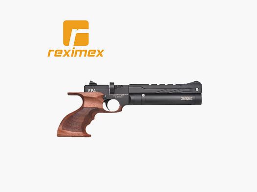 PCP-Pistole Reximex RPA Kaliber 5,50 mm. Holz und schwarz. 12 Joule. Ohne Schaft.