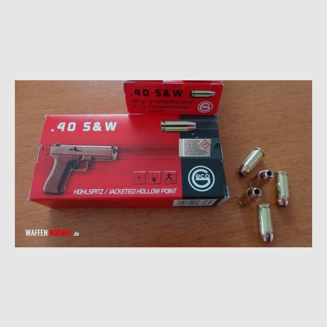 Geco 100 Stück Patronen GECO .40 S&W-Hohlspitz