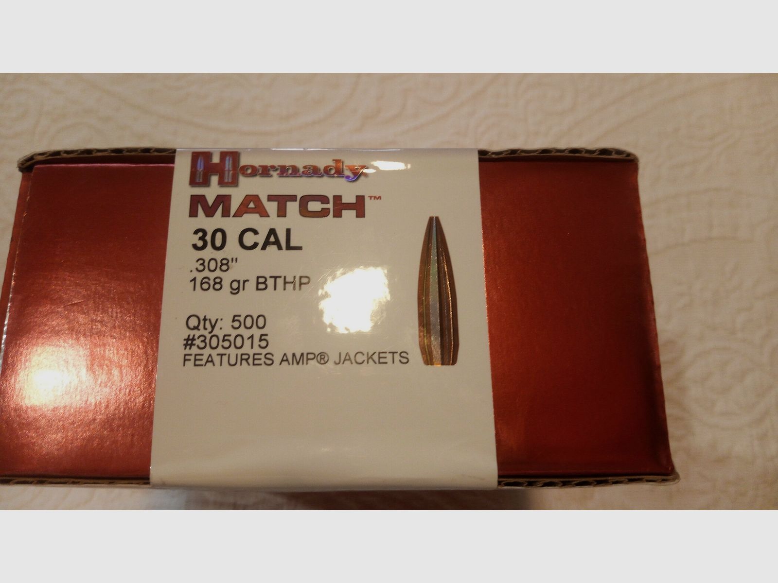 500 Hornady Match HPBT .308 / .30 cal 168 gr projectiles NEW sealed packaging