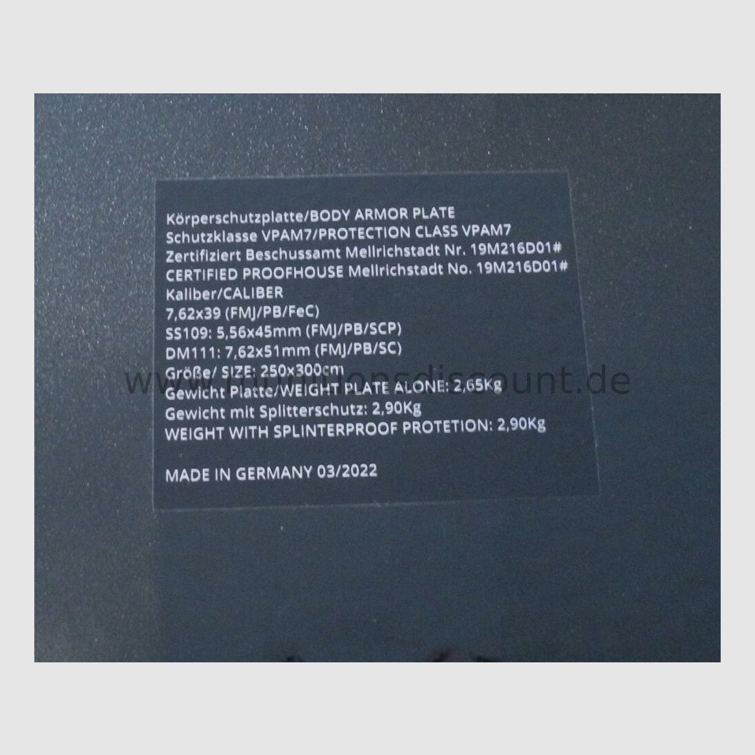 Platten "made in Germany" Schutzklasse (neu) VPAM 7