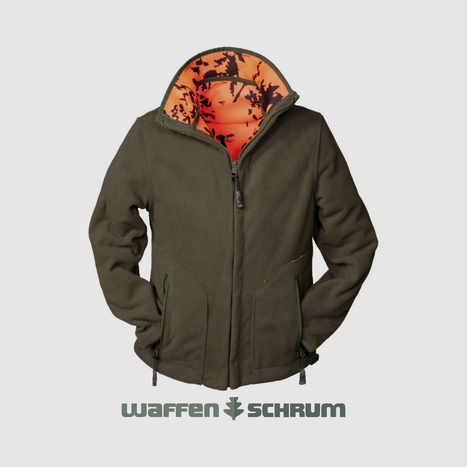 Hubertus Kinder Warn-Wende-Fleecejacke Oliv/orange