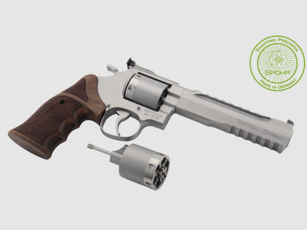 Spohr L562 Tactical Division Stainless Revolver mit Wechseltrommel 9mm Made in Germany