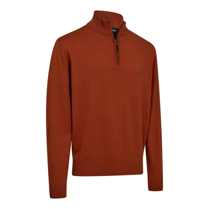 Sweter DEERHUNTER Harrington 1/2-Zip Knit Oak Rust Melange (8119-611), zdjęcie 1 z 3