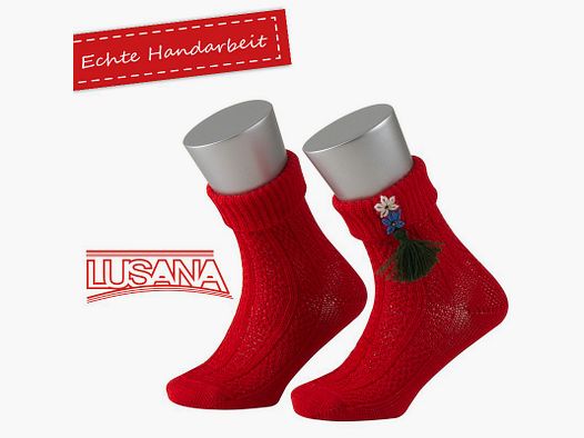 Lusana Kinder Sommersocke in Rot mit Quaste L1412-21264319