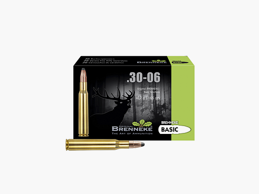 Gewehrpatrone mit BASIC / SOFT-POINT -Geschoss – .30-06 Spring., Orig. BRENNEKE Basic 10,7 g VE20